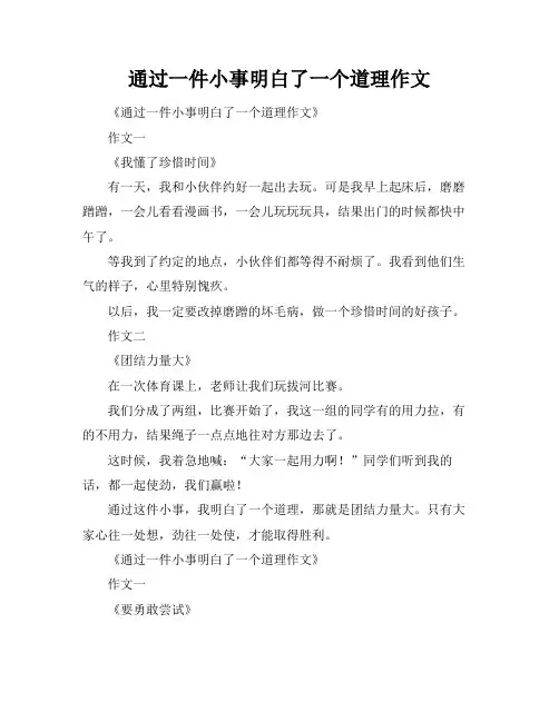 通过一件小事明白了一个道理作文