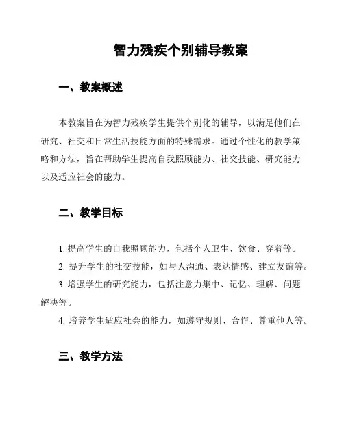 智力残疾个别辅导教案