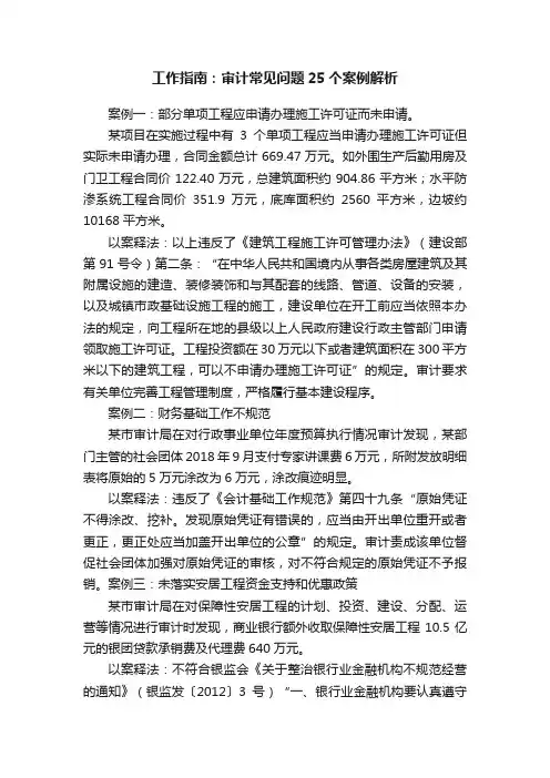 工作指南：审计常见问题25个案例解析