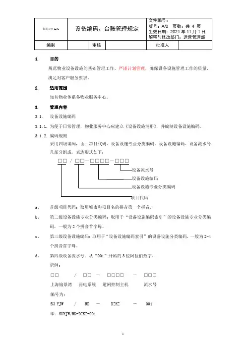 GC-001.3《设备编码、台账管理规定》