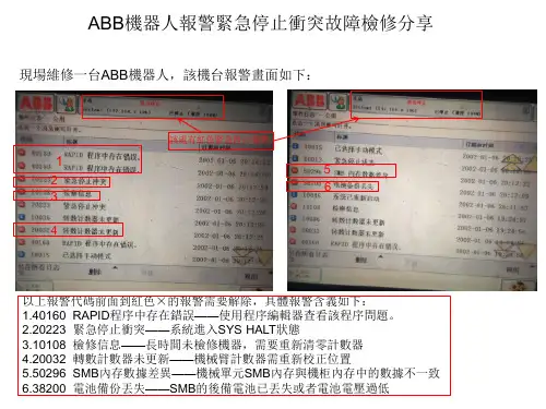 ABB机器人报警紧急停止冲突故障检修分享