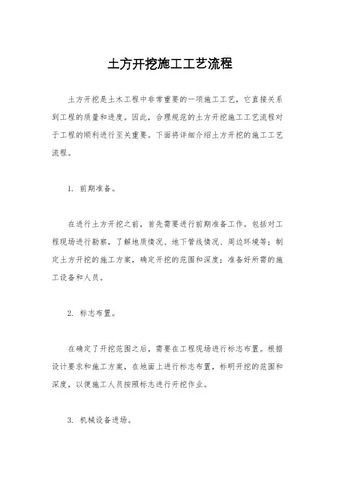 土方开挖施工工艺流程