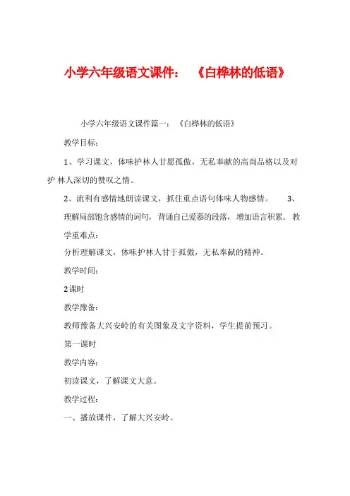 小学六年级语文课件：《白桦林的低语》