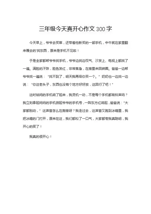 三年级今天真开心作文300字