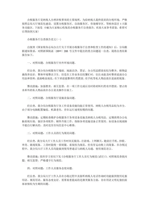 办税服务厅自查报告【精选】