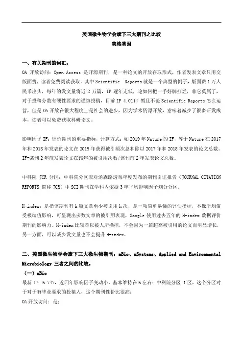 美国微生物学会旗下三大期刊之比较