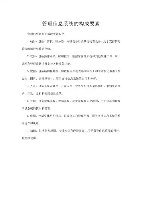 管理信息系统的构成要素