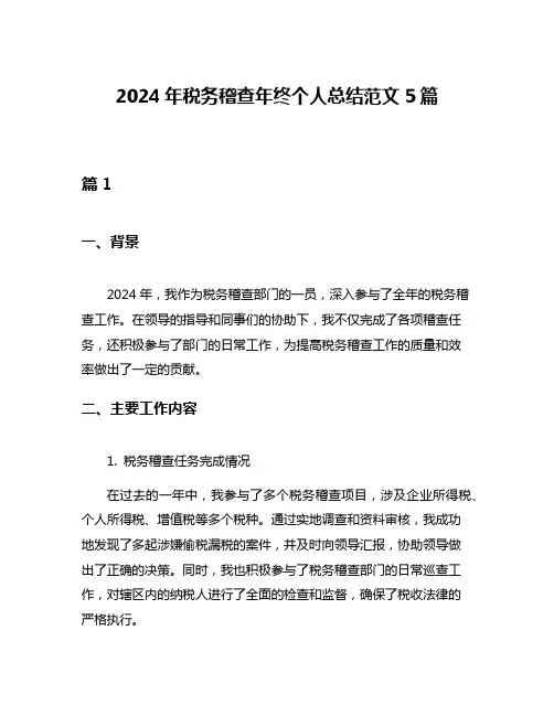 2024年税务稽查年终个人总结范文5篇
