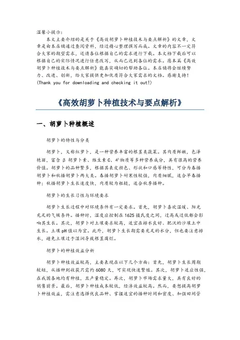 《高效胡萝卜种植技术与要点解析》