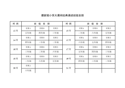 学校班级诵读安排表