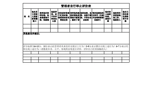 员工对管理人员满意度调研表