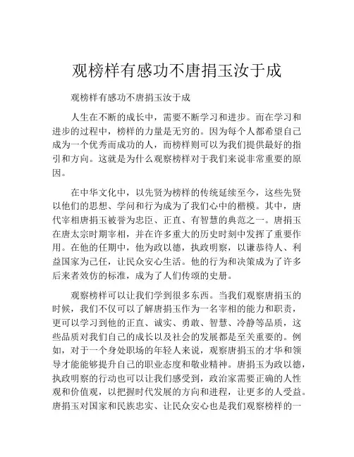 观榜样有感功不唐捐玉汝于成