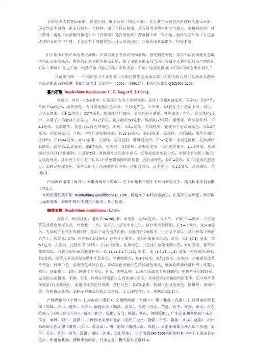 霍山石斛铁皮石斛细茎石斛的区别