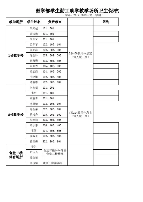 保洁员教学楼签到表(3)