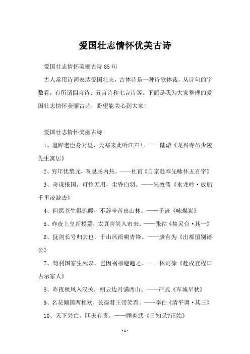 爱国壮志情怀优美古诗