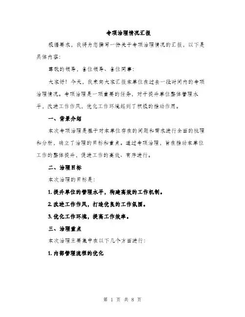 专项治理情况汇报（三篇）