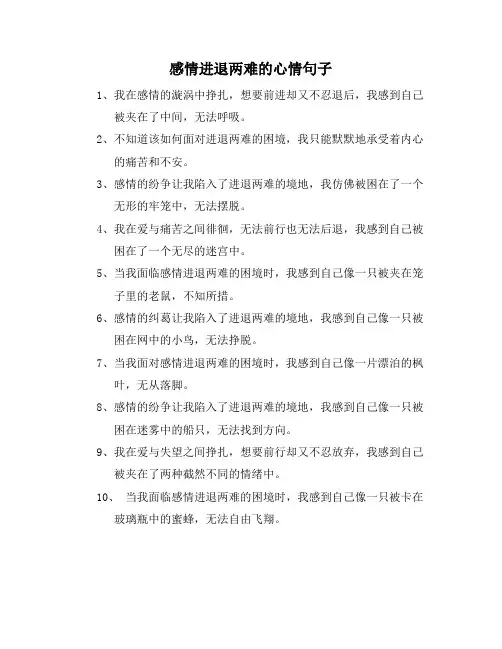感情进退两难的心情句子