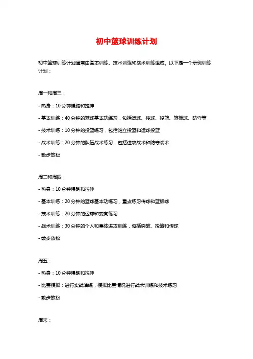 初中篮球训练计划