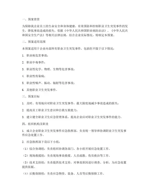 职业卫生专项应急预案名称
