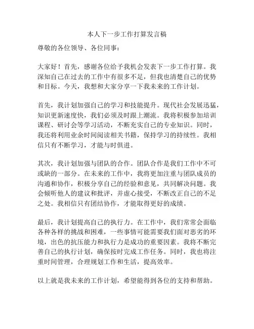 本人下一步工作打算发言稿