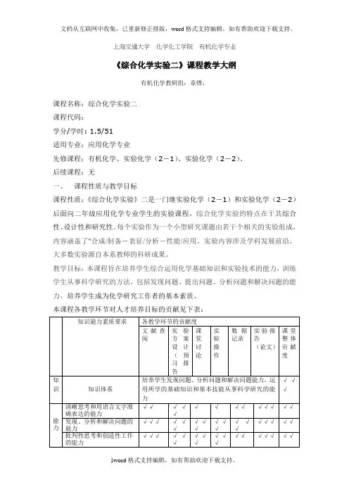 上海交通大学化学化工学院有机化学专业