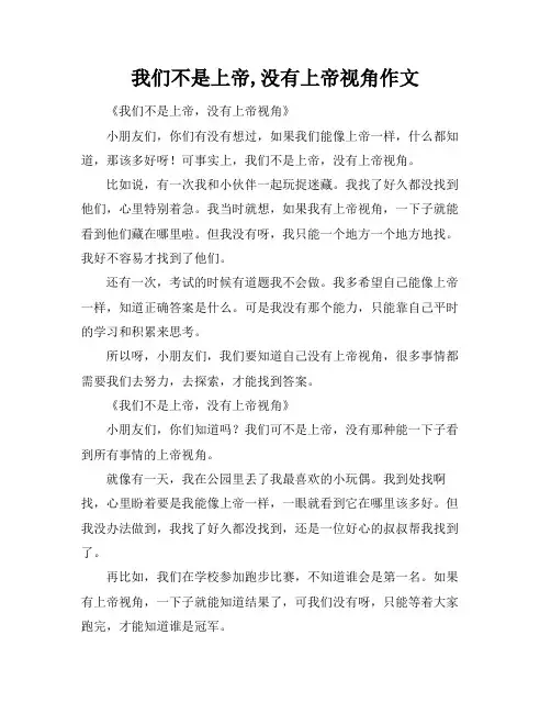 我们不是上帝,没有上帝视角作文