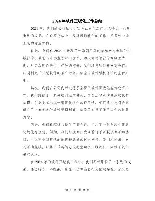 2024年软件正版化工作总结