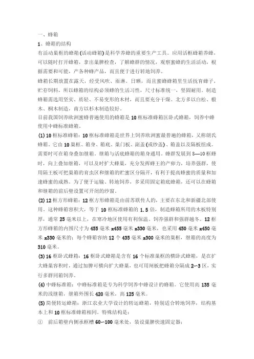 蜜蜂养殖基本工具