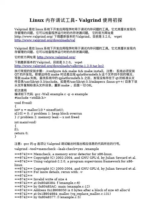 Linux 内存调试工具- Valgrind 使用初探