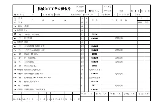 X6132主轴加工工艺及夹具设计 机械加工工艺过程卡片