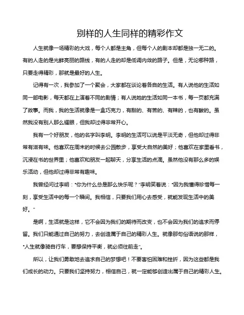别样的人生同样的精彩作文