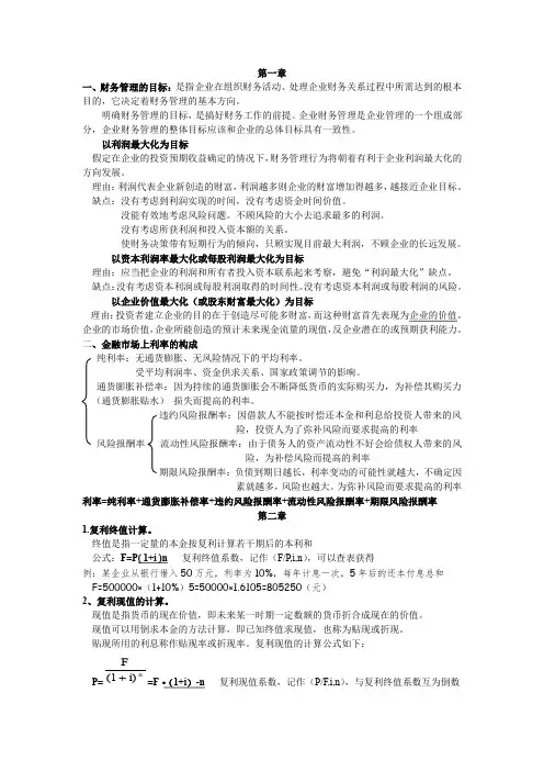 财务管理学复习重点