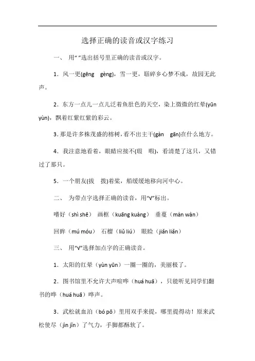 选择正确的读音或汉字练习