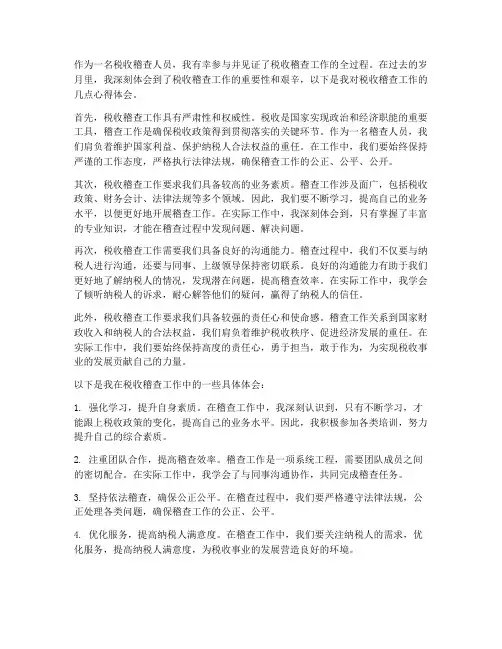 税收稽查工作心得体会