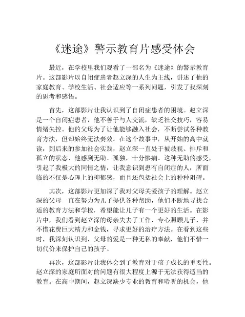 《迷途》警示教育片感受体会