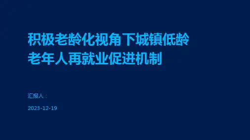积极老龄化视角下城镇低龄老年人再就业促进机制