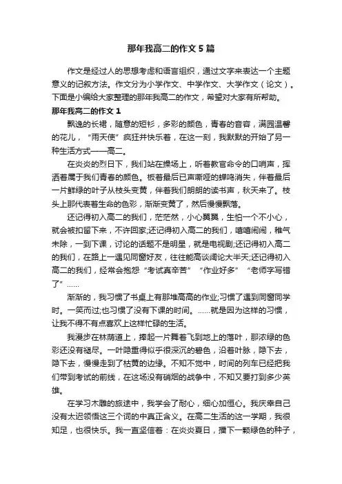 那年我高二的作文5篇