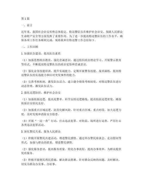 检查特巡警工作总结范文(3篇)