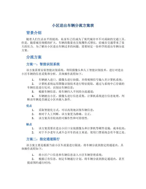 小区进出车辆分流方案表