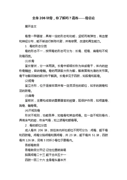 全身206块骨，你了解吗？请看——骨总论