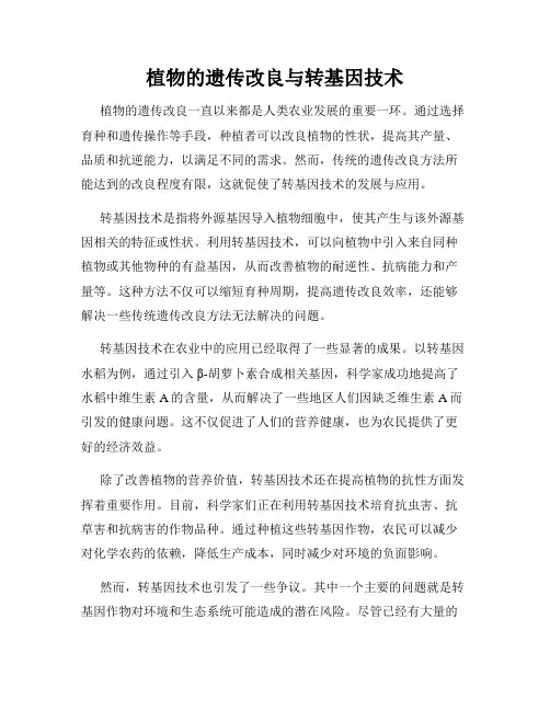 植物的遗传改良与转基因技术