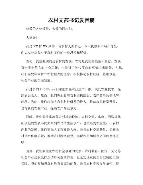 农村支部书记发言稿