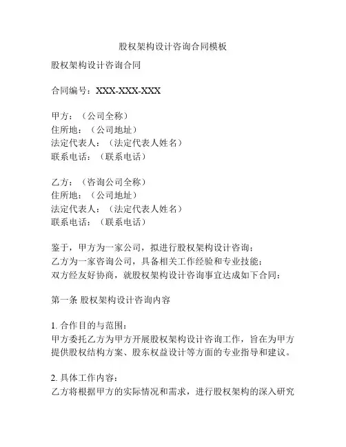 股权架构设计咨询合同模板