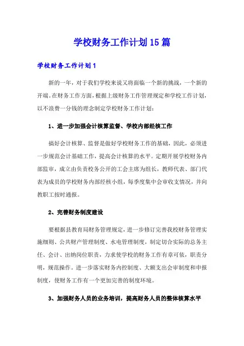 学校财务工作计划15篇