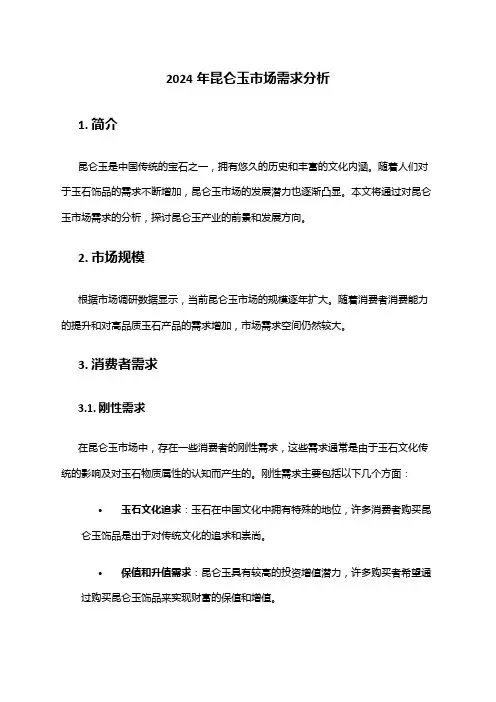 2024年昆仑玉市场需求分析