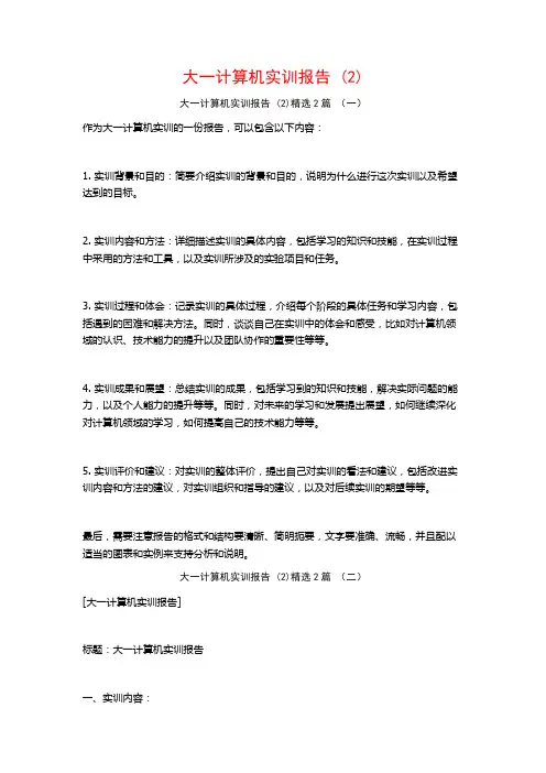 大一计算机实训报告2篇