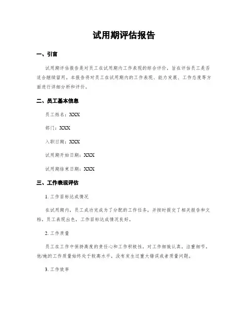 试用期评估报告
