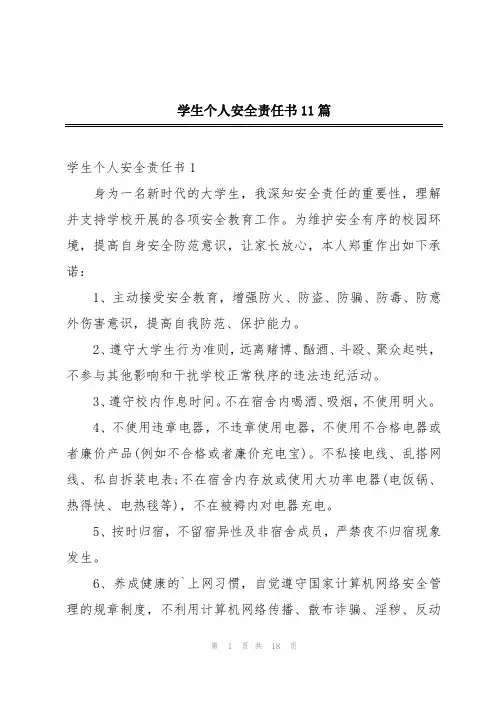 学生个人安全责任书11篇