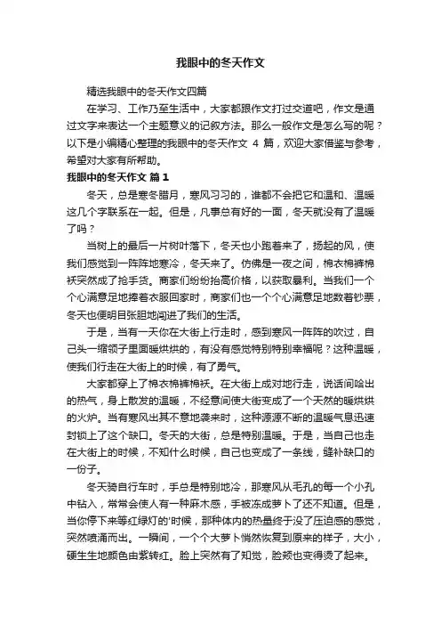 精选我眼中的冬天作文四篇