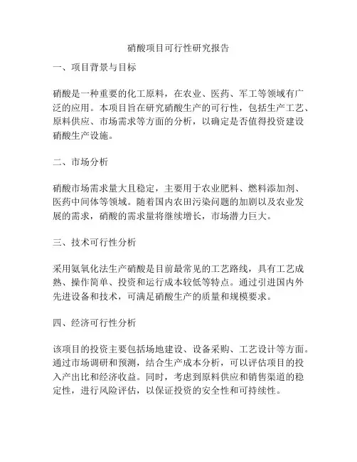 硝酸项目可行性研究报告